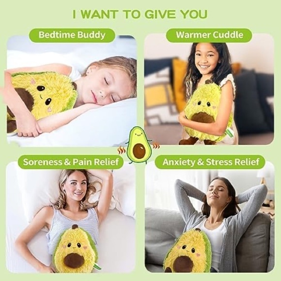 Happy Fuel Gus The Avocado Microwaveable Heating Pad Pillow Plush 10” - Picture 2 of 10